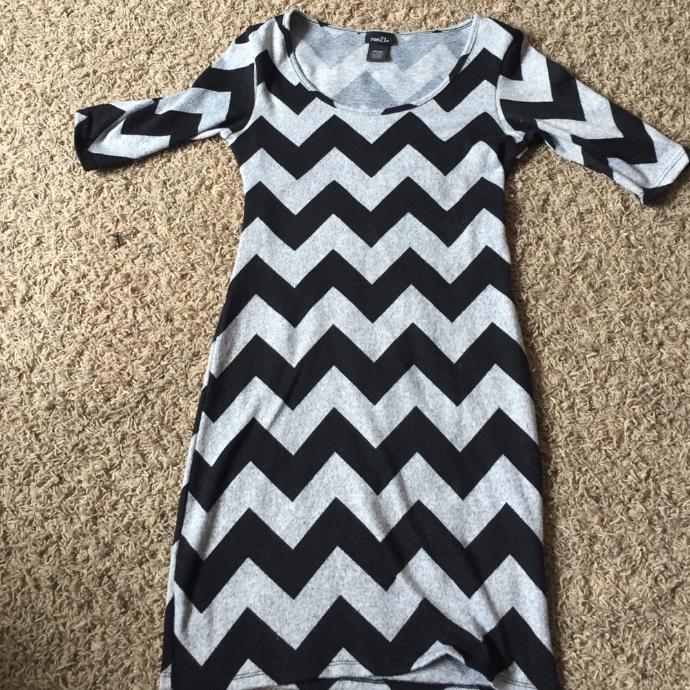 Chevron knee length sweater dress